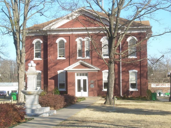 The brick Cherokee National Capitol on the Tahlequah square, home of the Cherokee National History Museum.