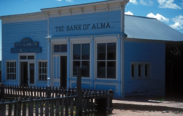 The Bank of Alma, one of the buildings moved to South Park City in Fairplay