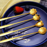 Golden Flower Design Stainless Steel Spoon for Coffee, Tea & Desserts | Elegant Decorative Serving Spoon for Home, Kitchen & Parties thumbnail 3