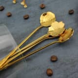Golden Flower Design Stainless Steel Spoon for Coffee, Tea & Desserts | Elegant Decorative Serving Spoon for Home, Kitchen & Parties thumbnail 4