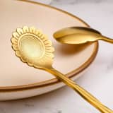 Golden Flower Design Stainless Steel Spoon for Coffee, Tea & Desserts | Elegant Decorative Serving Spoon for Home, Kitchen & Parties thumbnail 7