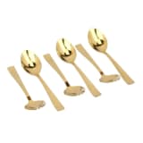 Luxury Gold Flower Coffee Spoons Set of 4 | Stainless Steel Long Handle Dessert Spoons | Heart, Rose & Floral Design Tea