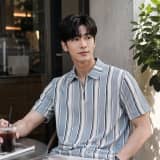 Men’s Loose Fit Half Sleeve Vertical Striped Polo T-Shirt with Zip Collar thumbnail 3