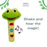 Froggy Face Rattle/Teether Soft Toy with Squeeze Handle for Squeaky Sound (Green) thumbnail 3