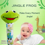 Froggy Face Rattle/Teether Soft Toy with Squeeze Handle for Squeaky Sound (Green) thumbnail 5