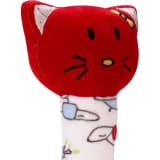 Kitty Face Rattle/Teether Soft Toy with Squeeze Handle for Squeaky Sound (Red)