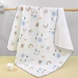 Muslin Baby Blanket for Newborns & Toddlers | 2-Layer Muslin & Sherpa All-Season Blanket | Soft AC Wrap for Baby Boys & Girls thumbnail 2