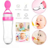 Food Feeding Spoon with Squeezy Food Grade Silicone Feeder Bottle for Infant Baby - 90ml thumbnail 2