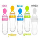 Food Feeding Spoon with Squeezy Food Grade Silicone Feeder Bottle for Infant Baby - 90ml thumbnail 3