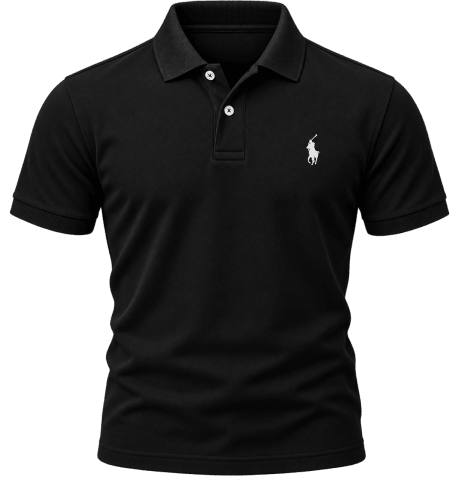 Men's Solid Black Polo T-Shirt