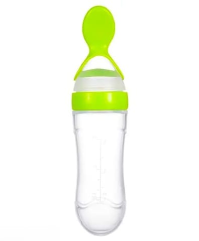 Food Feeding Spoon with Squeezy Food Grade Silicone Feeder Bottle for Infant Baby - 90ml