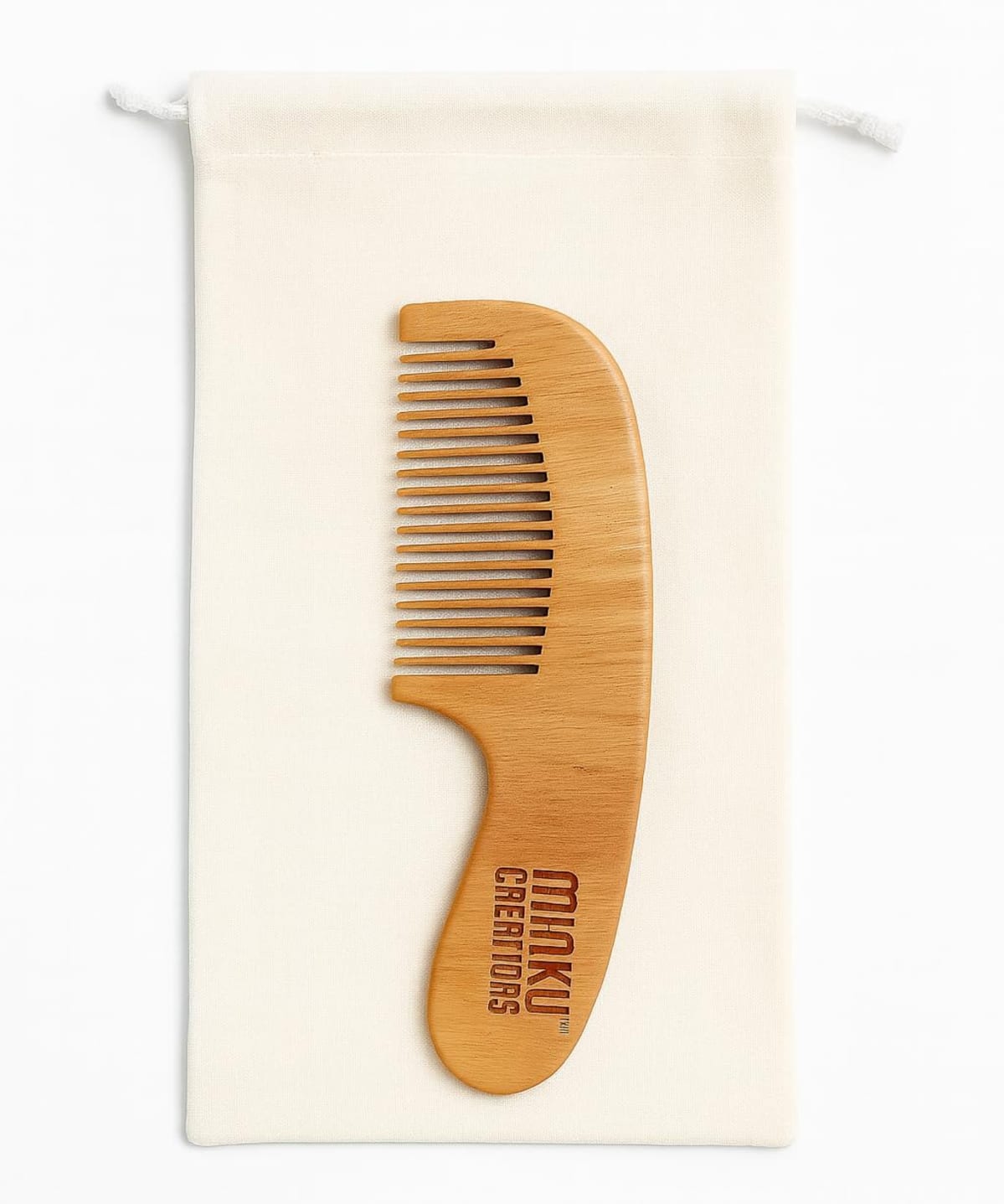 KitMik Baby Wooden Comb – Natural Wood Hair Comb with Smooth Rounded Teeth | Gentle Scalp Care for Newborns, Infants & Toddlers | Eco-Friendly Baby Grooming Comb