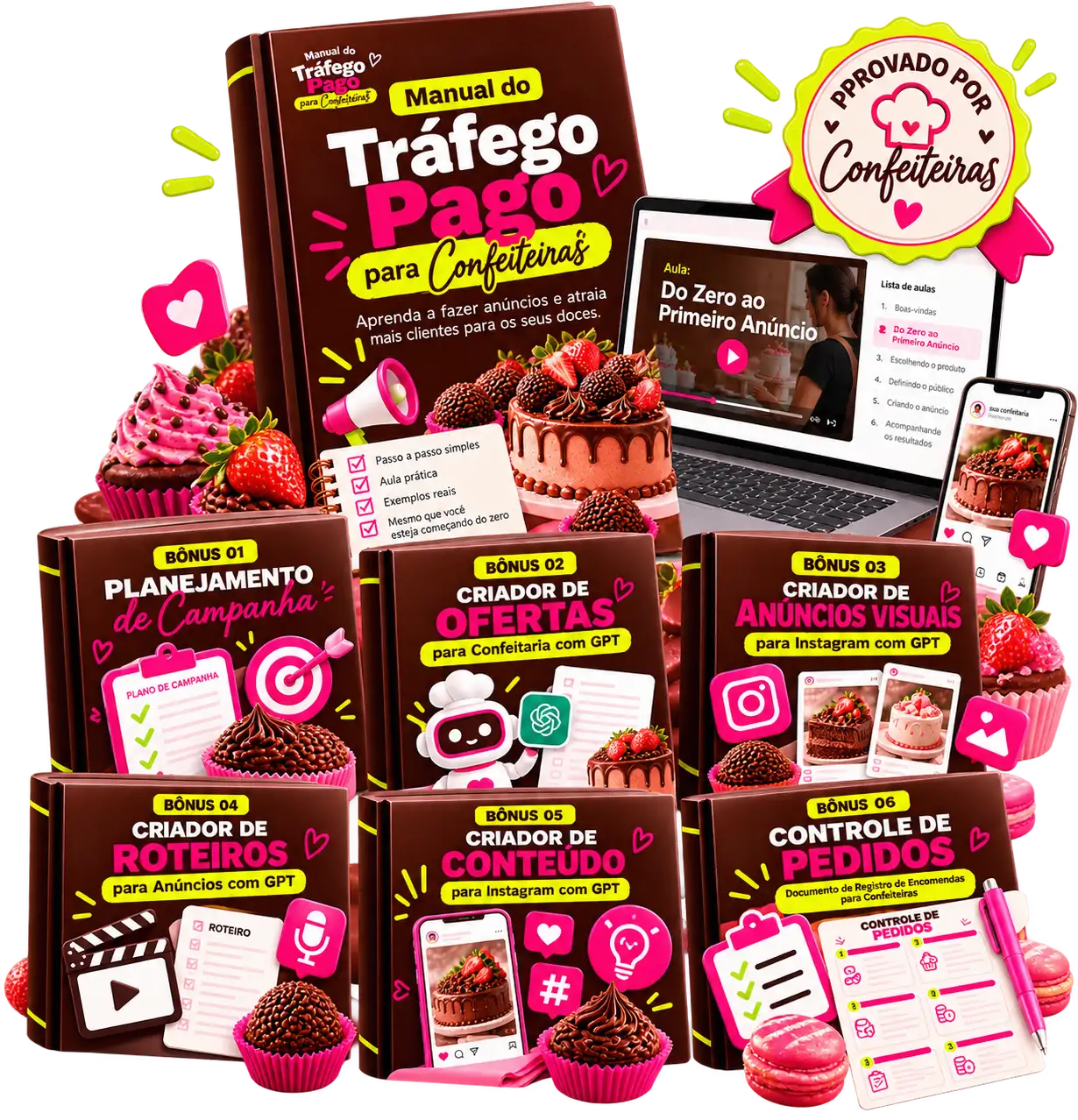 Mockup do Manual do Tráfego Pago para Confeitarias