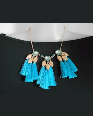 ebay.com.au | Turquoise Blue Crystal and Tassels Statement Necklace