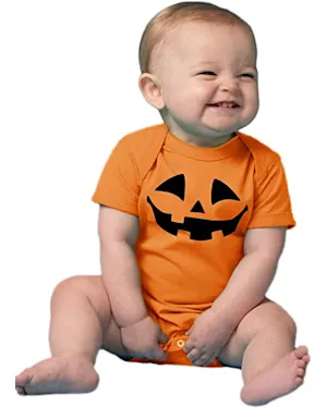 amazon.com | Cute Little Pumpkin | Infant, Baby Halloween Jack O' Lantern One Piece Outfit