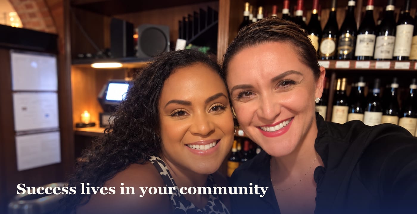 Melody Estrada and a friend at the FICPA networking event — Success lives in your community