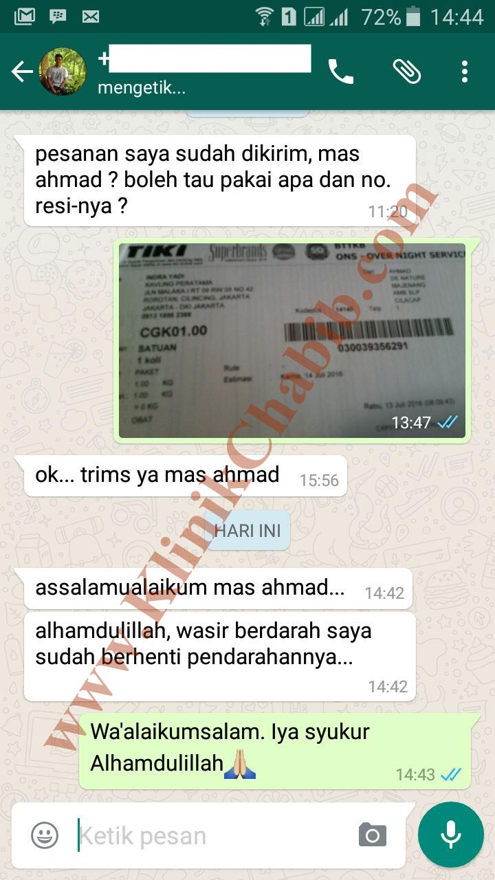 Testimoni pemesanan obat wasir