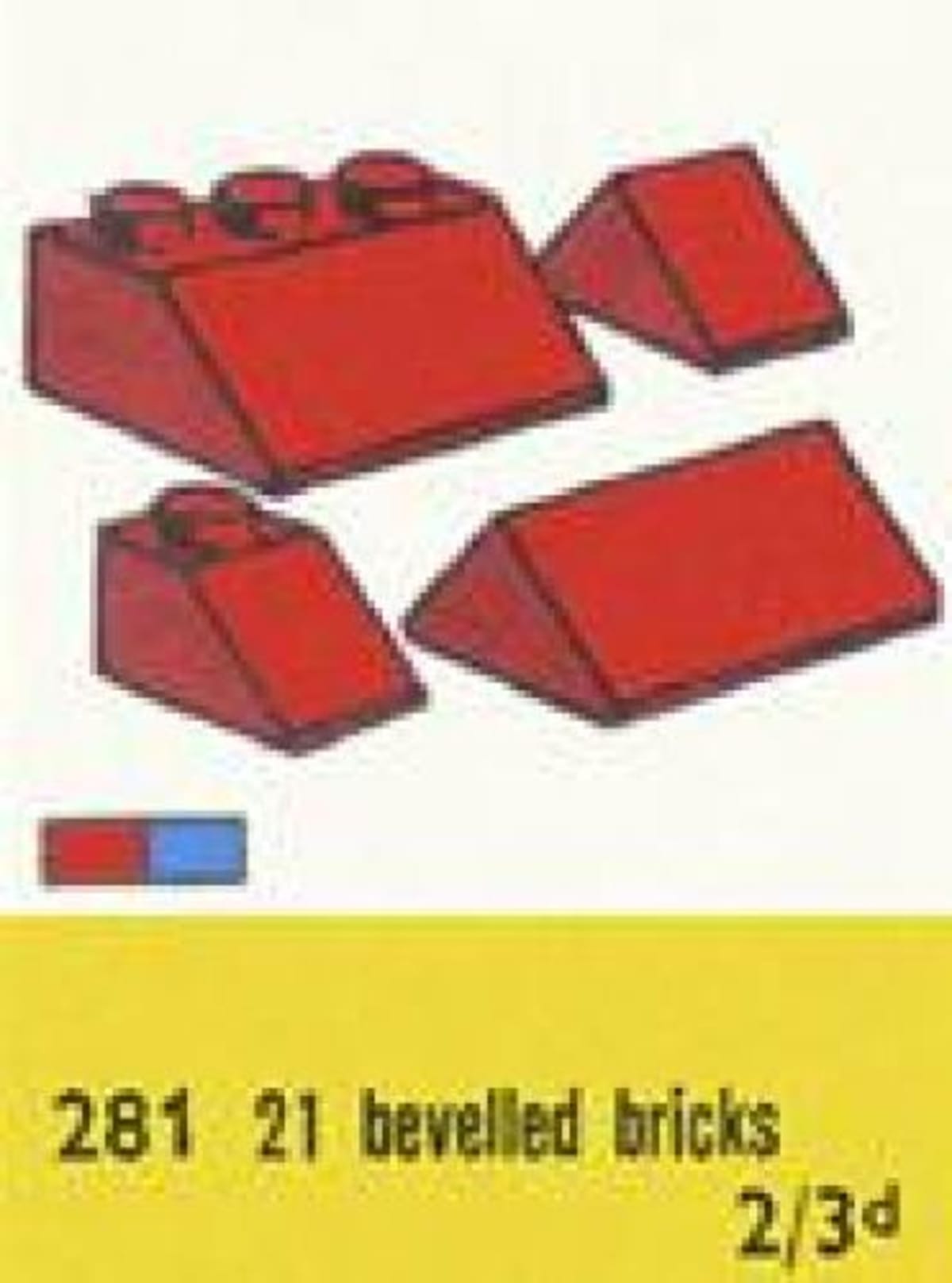1 x 2 and 3 x 2 Sloping Bricks, Red – widok główny