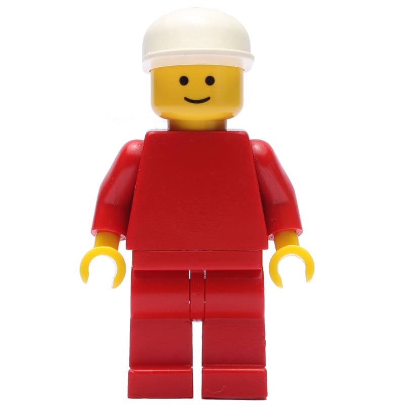 Man, Plain Red, White Cap