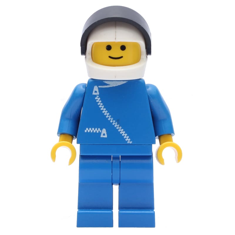 Racer, Blue Jacket with Zipper, White Helmet with Visor