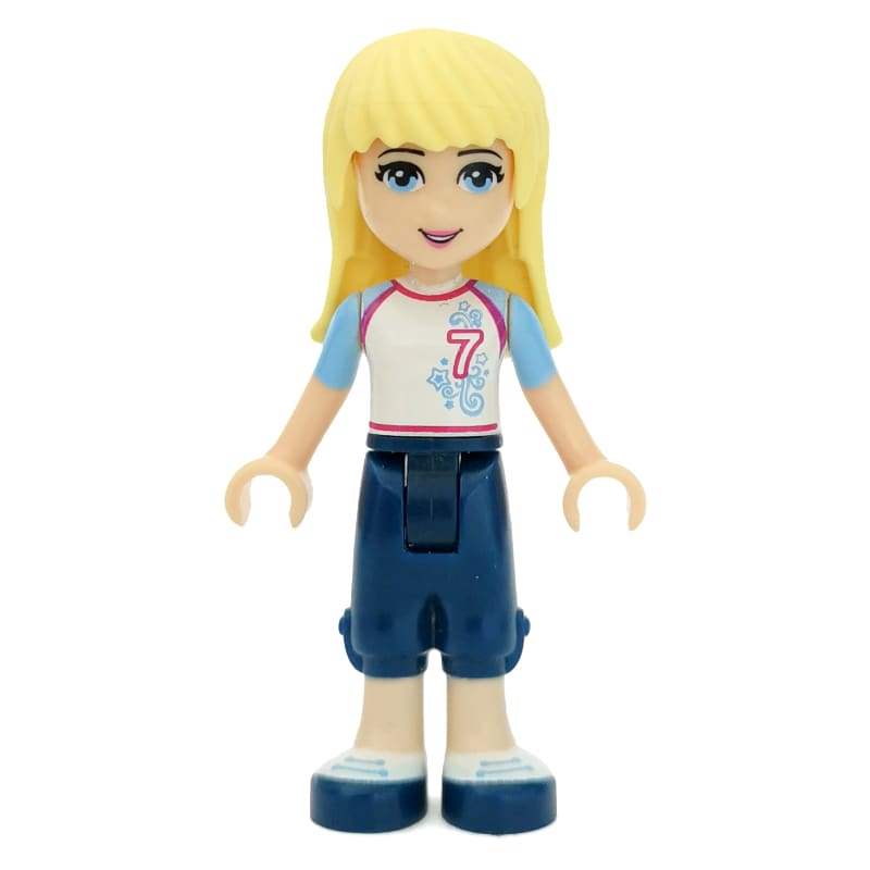 Stephanie - White Jersey, Dark Blue Trousers