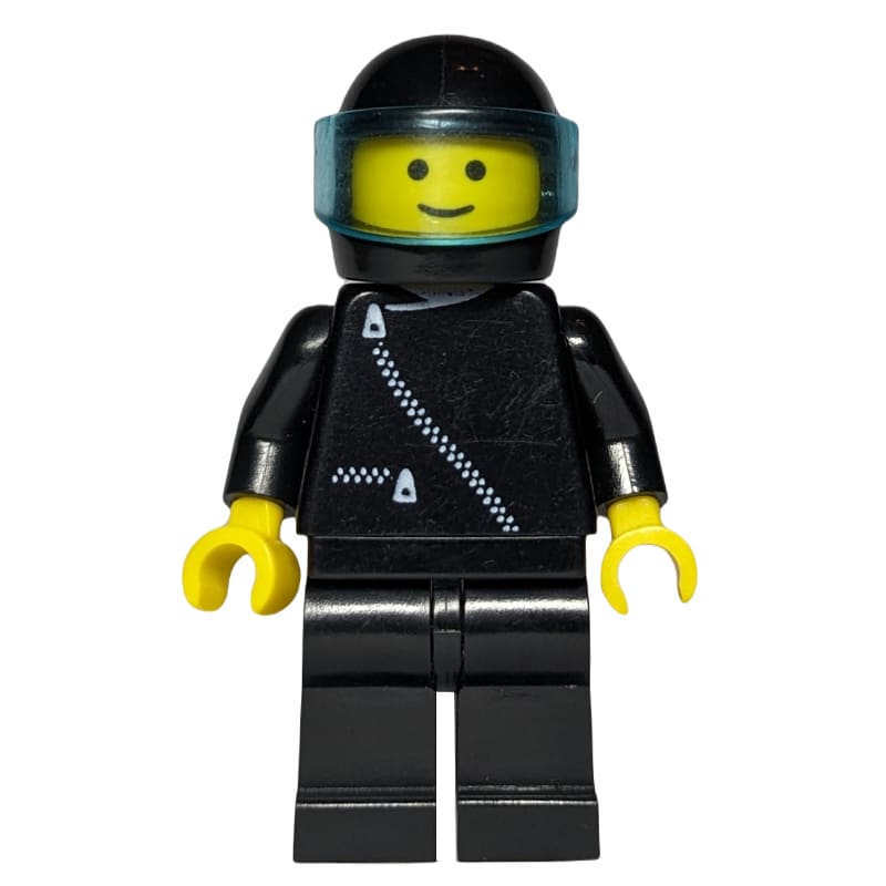Racer, Black Jacket with Zipper, Black Helmet with Visor (3626a Head)