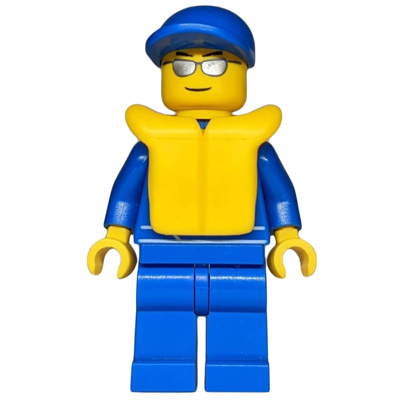 Racer, Blue Jumpsuit with Octan Logo, Blue Cap, Yellow Life Vest 2610, Silver Sunglasses