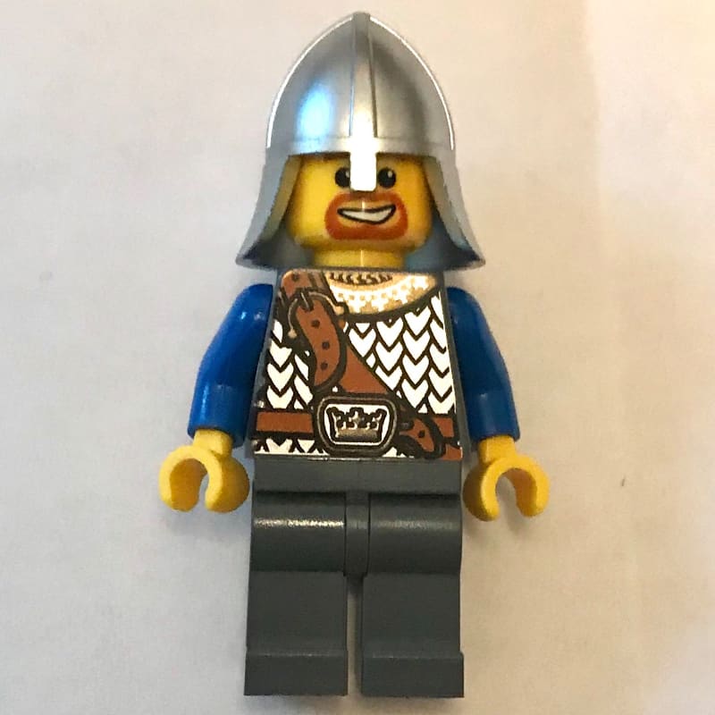 Knight - Blue Torso, Dark Bluish Grey legs, Metallic Silver Helmet