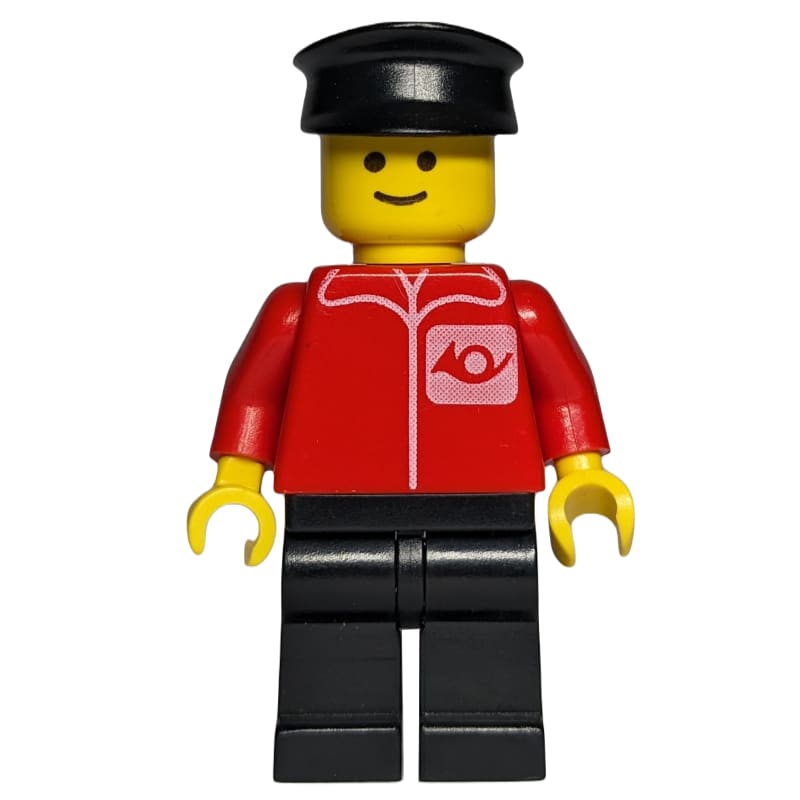 Postal Worker, Red Shirt with Horn Logo, Black Legs, Black Hat (3626a Head)
