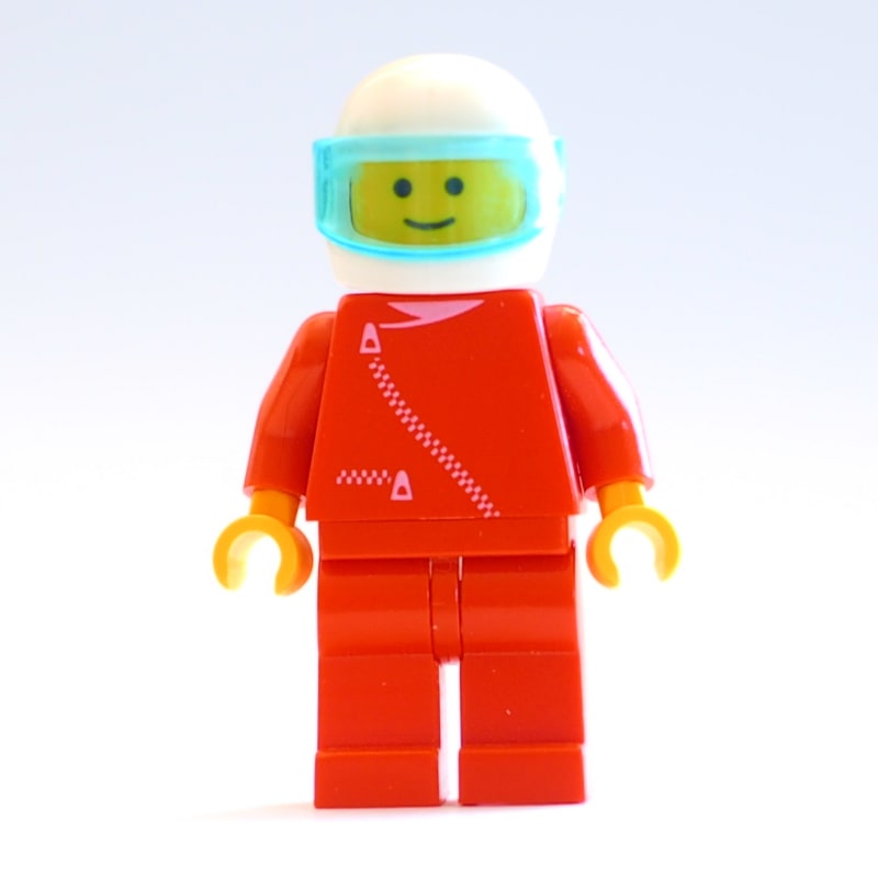 Racer, Red Jacket with Zipper, White Helmet with Visor