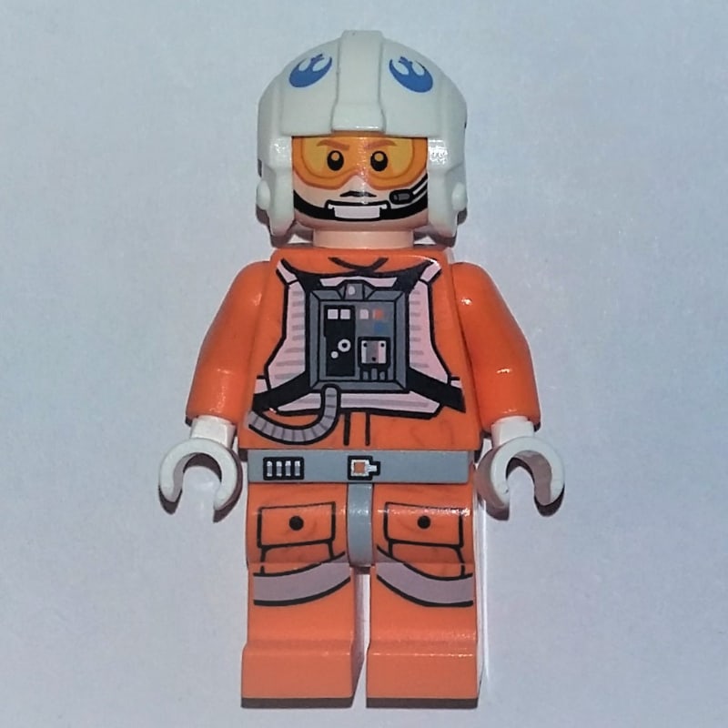 Rebel Pilot Snowspeeder, Orange Flight Suit, White Helmet, Orange and Yellow Visor