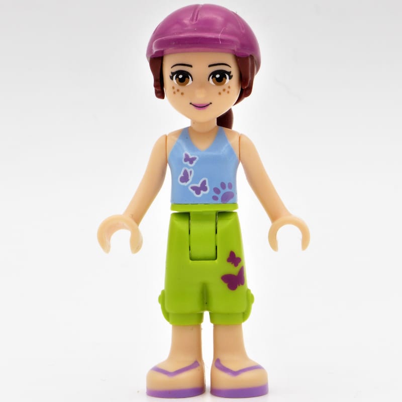 Mia - Medium Azure Top, Lime Trousers, Magenta Cap