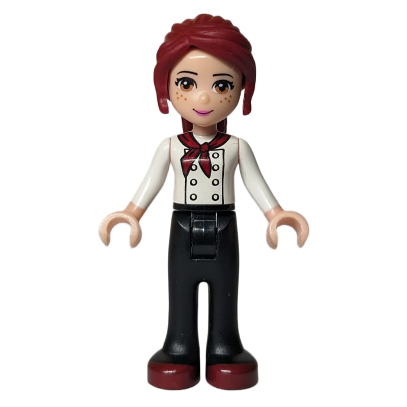 Mia - White Chef Jacket, Black Pants