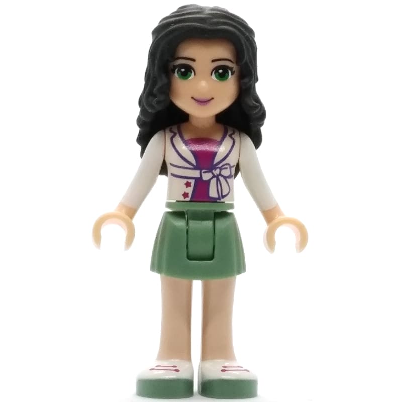 Emma - White Shirt, Sand Green Skirt