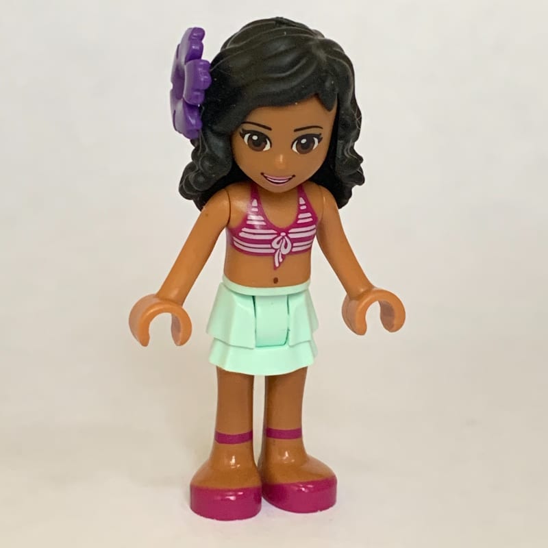 Kate - White/Magenta Bikini, Light Aqua Skirt
