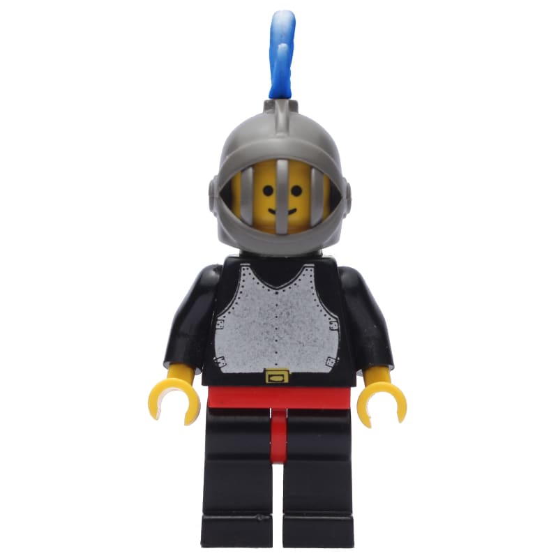 Knight (Breastplate on Black) - Black Legs, Dark Gray Helmet, Blue Plume