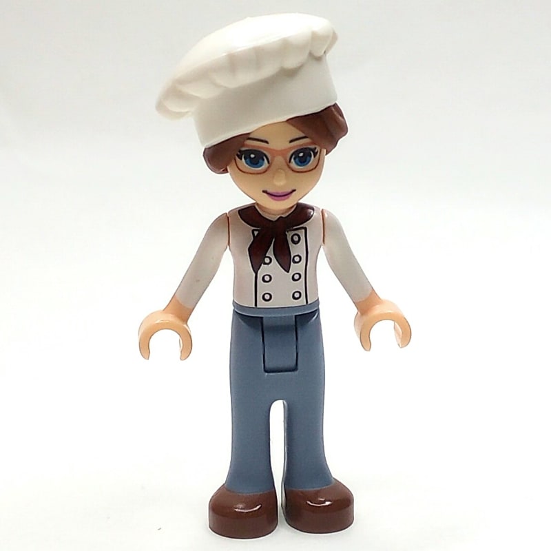 Lillie - White Jacket, Sand Blue Trousers, Chef's Hat