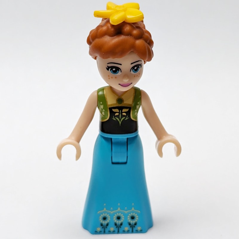 Anna - Lime Vest, Medium Azure Dress, Braids, Flower