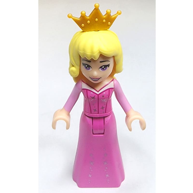 Aurora - Dark Pink Dress, Silver Decoration, Pearl Gold Crown