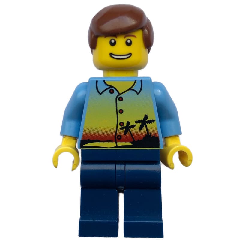 Man - Hawaiian Shirt, Dark Blue Legs