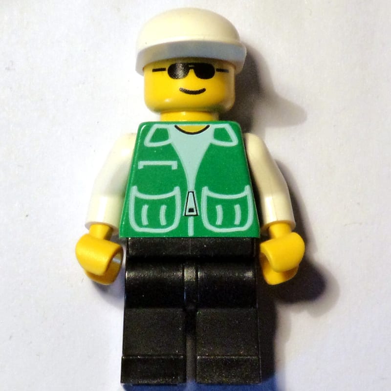 Man, Green Jacket, Black Legs, White Cap