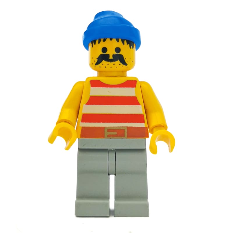 Pirate - Red Stripes, Light Gray Legs, Blue Bandana, 3626b
