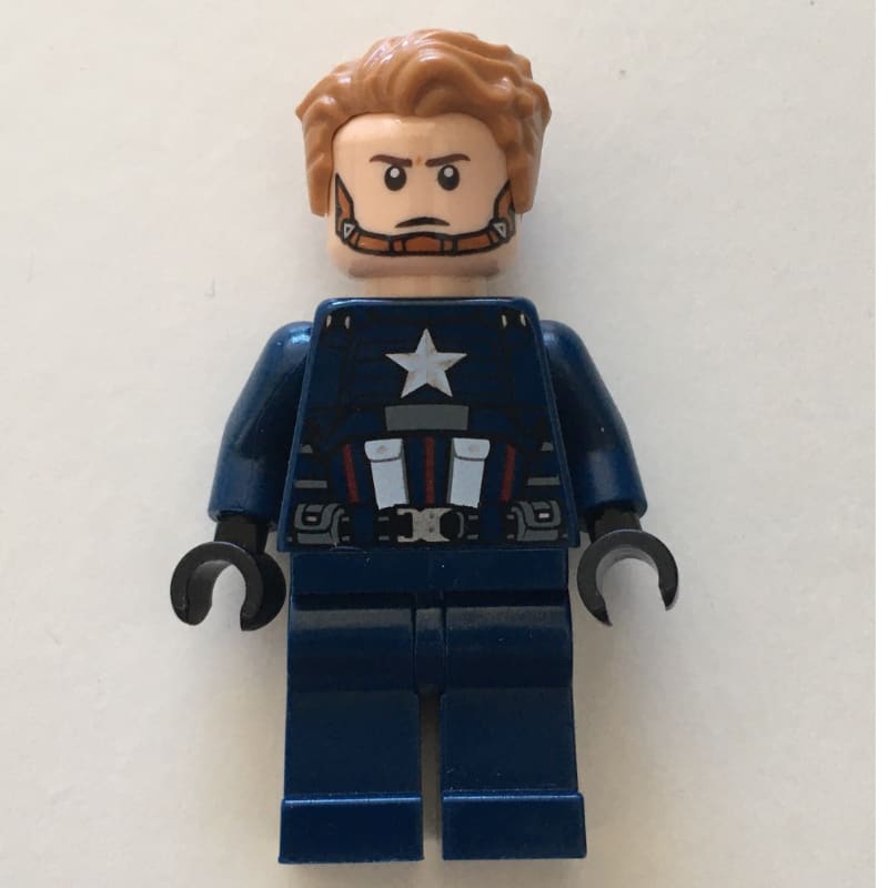 Captain America in Dark Blue Outfit with Black Hands and Hair
