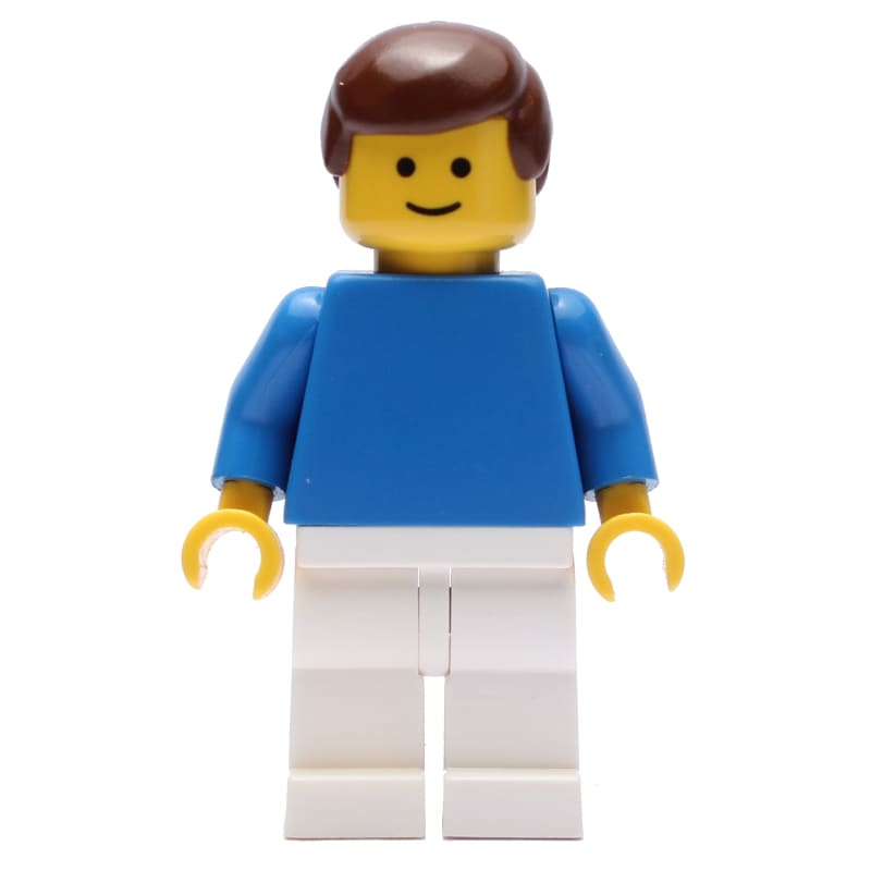 Soccer Player, Plain Blue Torso and White Legs, Brown Hair (3626b Head)
