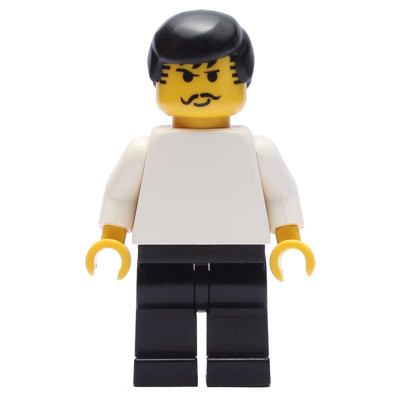 Soccer Player White Torso, Black Legs, Black Hair. Mustache