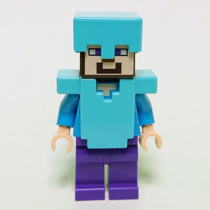 Steve in Medium Azure Helmet and Armor, Purple Legs