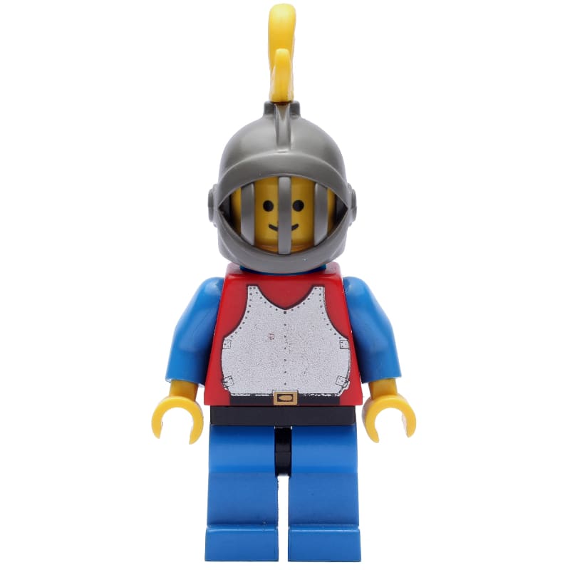 Knight (Breastplate on Red) - Blue Legs, Yellow Plume, Plastic Cape