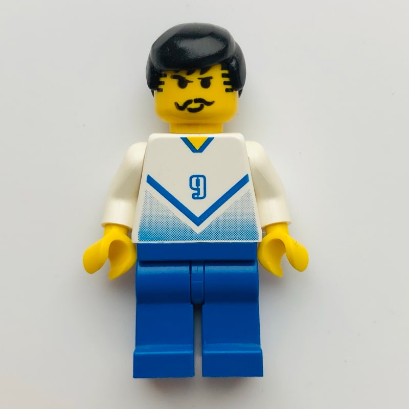 Soccer Player White Torso, Blue Legs #9