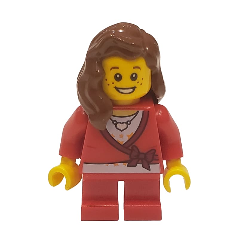 Girl, Cardigan Tied with Bow, Necklace, Short Red Legs