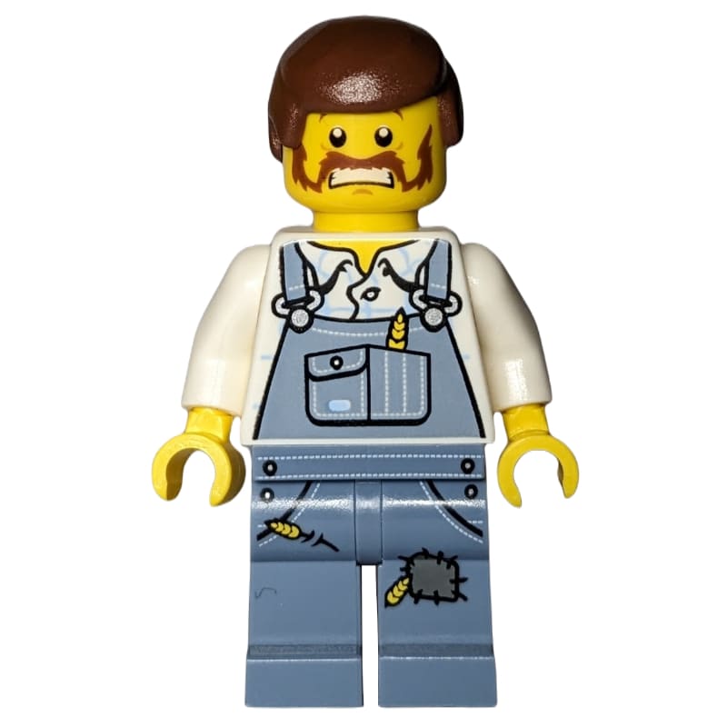 Man, Sand Blue Overalls, Reddish Brown Hair, Beard (Farmer)